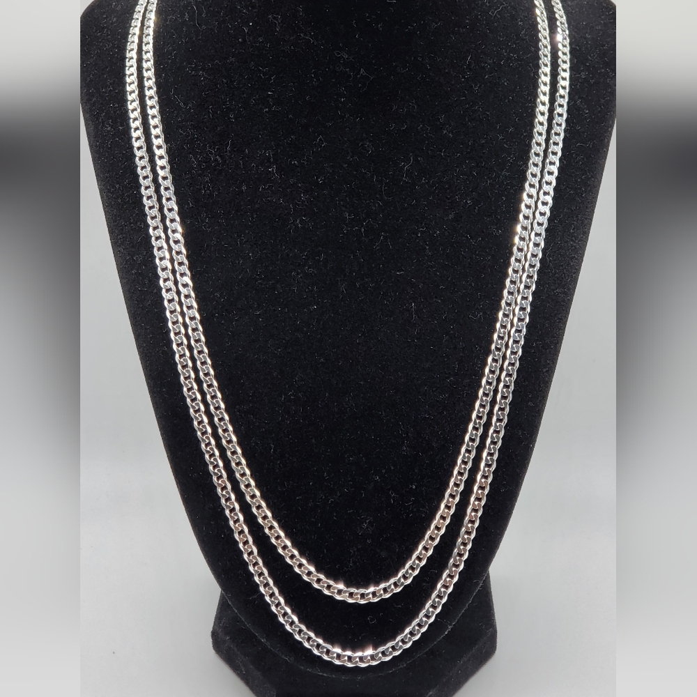 925 Sterling Silver Curb Chain 3.9mm 22-24" Men Women Italy, NEW